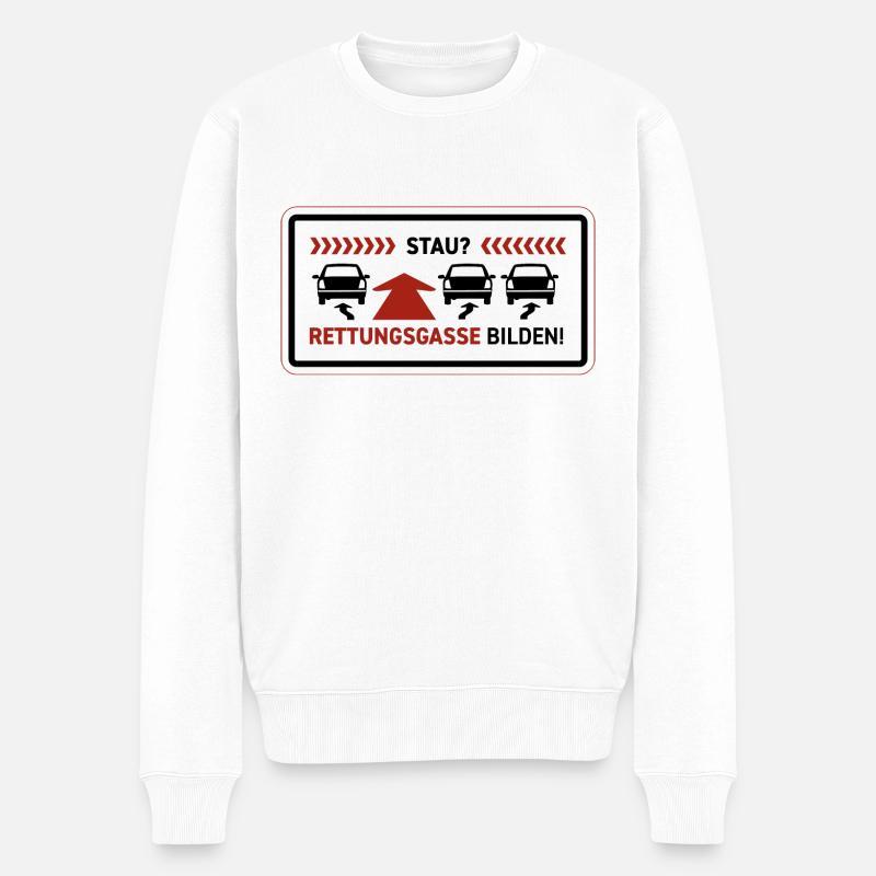 Rettungsgasse bilden! Aufkleber fürs Auto! - Männer Premium Bio Pullover - Weiß