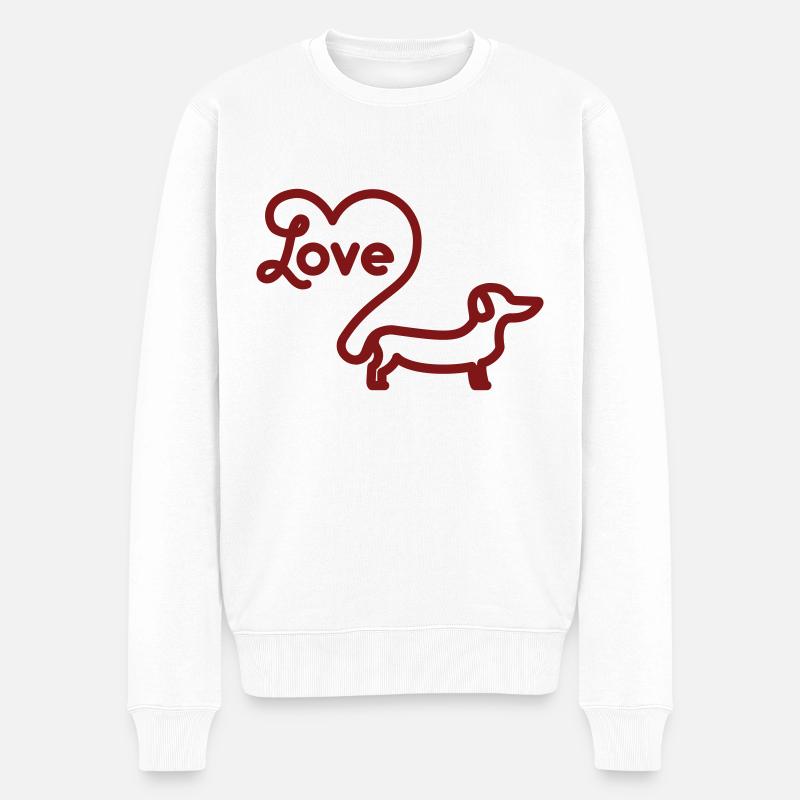 Love Dackel - Männer Premium Bio Pullover - Weiß