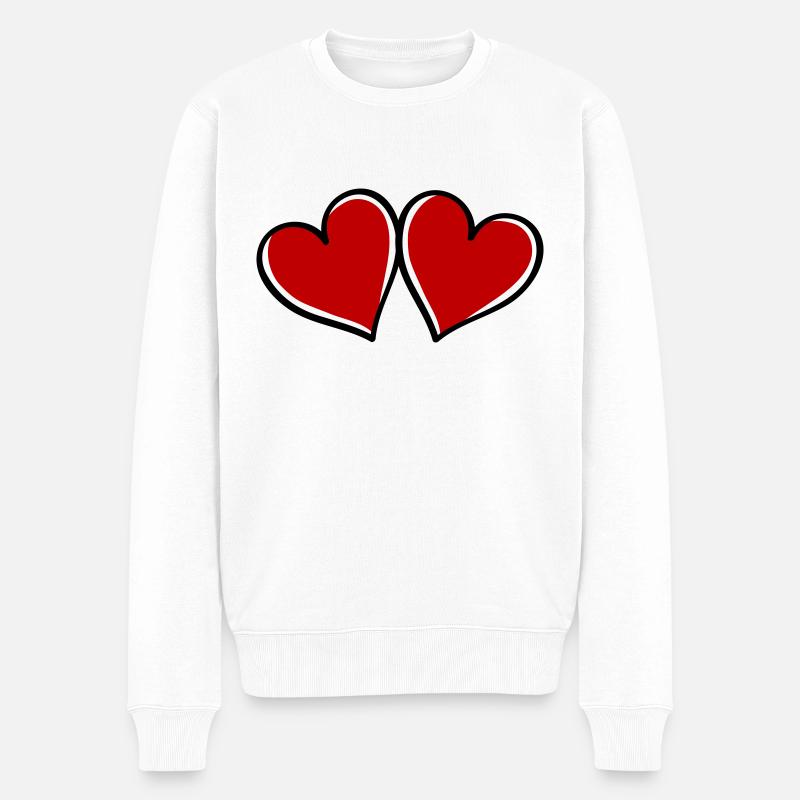 Cœurs d’amour - Pull Premium bio Homme - blanc