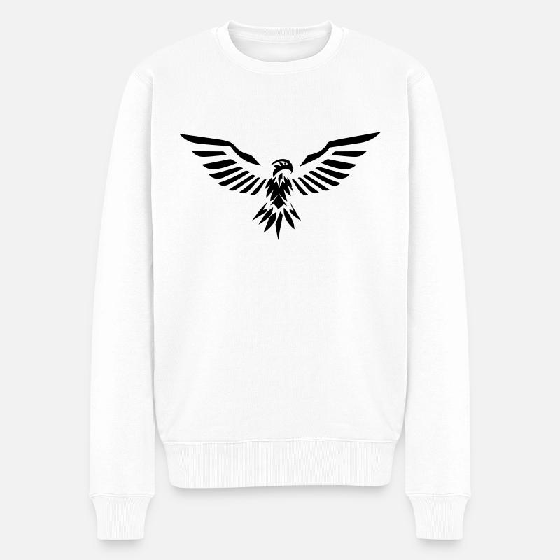 stilisierter Adler, der seine Flügel vorne öffnet - Männer Premium Bio Pullover - Weiß