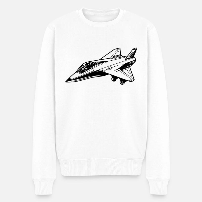 Kampfjet - Männer Premium Bio Pullover - Weiß