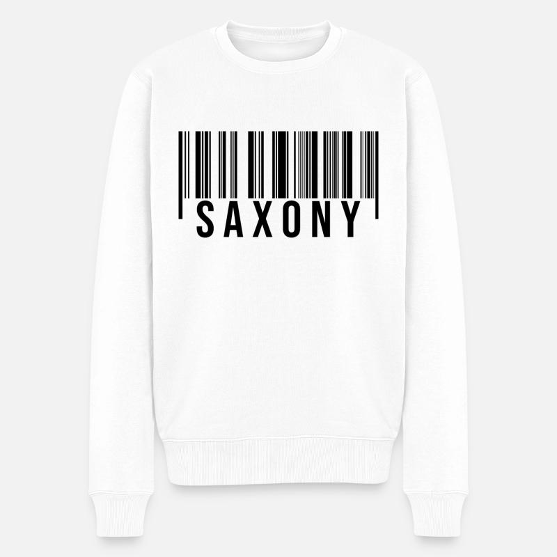 Sachsen Strichcode - Männer Premium Bio Pullover - Weiß