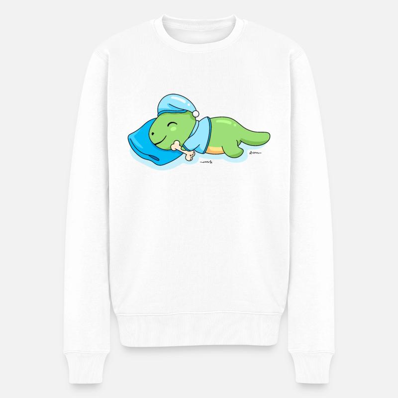 Schlafender Dinosaurier - Männer Premium Bio Pullover - Weiß
