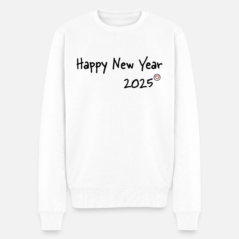 Happy New Year 2025 Heart - Männer Premium Bio Pullover - Weiß