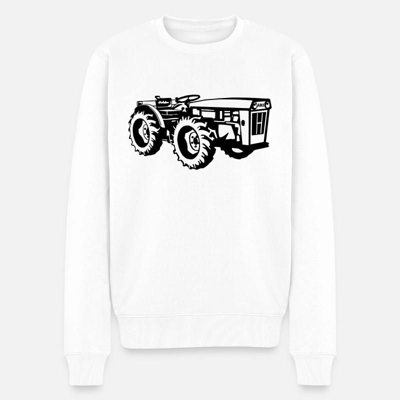 Holder Traktor Knicklenker AM2 AG3 - Männer Premium Bio Pullover - Weiß