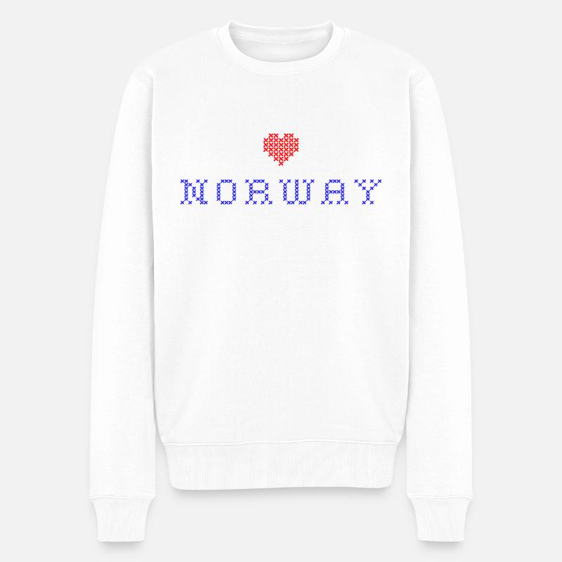 Norwegen Herz - Männer Premium Bio Pullover - Weiß