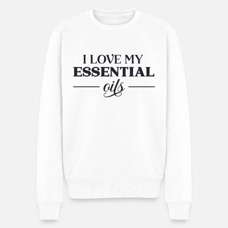 Ich liebe meine ätherischen Öle - Männer Premium Bio Pullover - Weiß