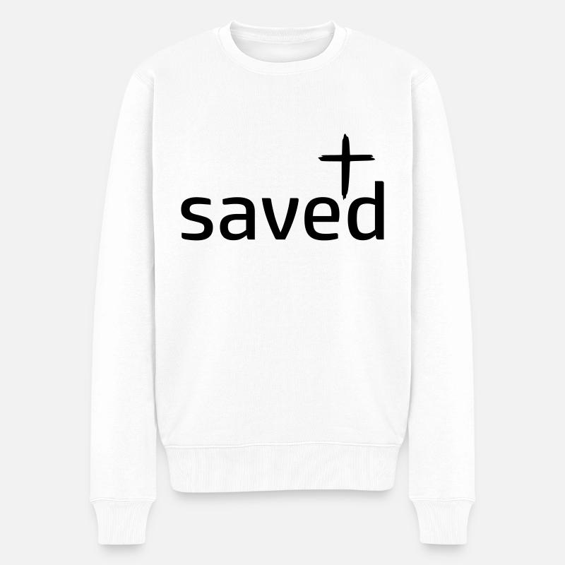 saved gerettet by csDesign - Männer Premium Bio Pullover - Weiß