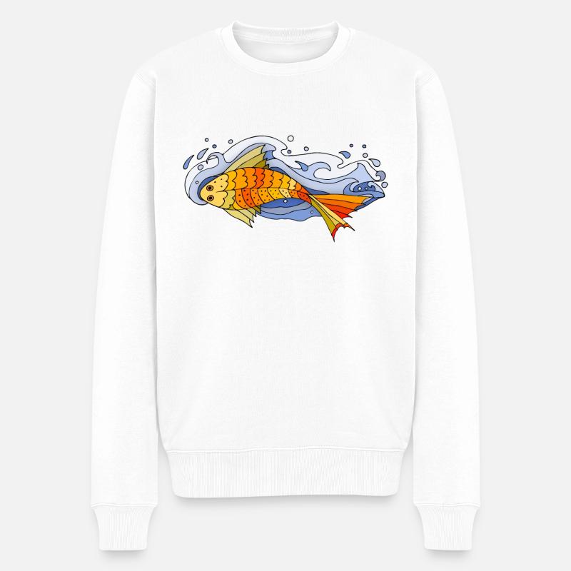 Fisch - Männer Premium Bio Pullover - Weiß