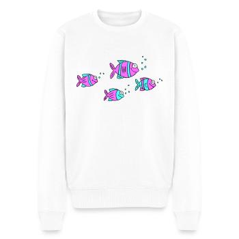 Poisson Cichlide Eau Mer Graffiti Dessin - Pull Premium bio Homme - blanc - Devant - Thijin (182cm)