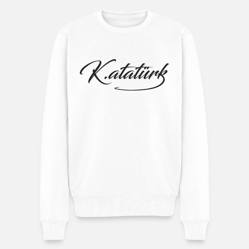 Mustafa Kemal Atatürk - Männer Premium Bio Pullover - Weiß