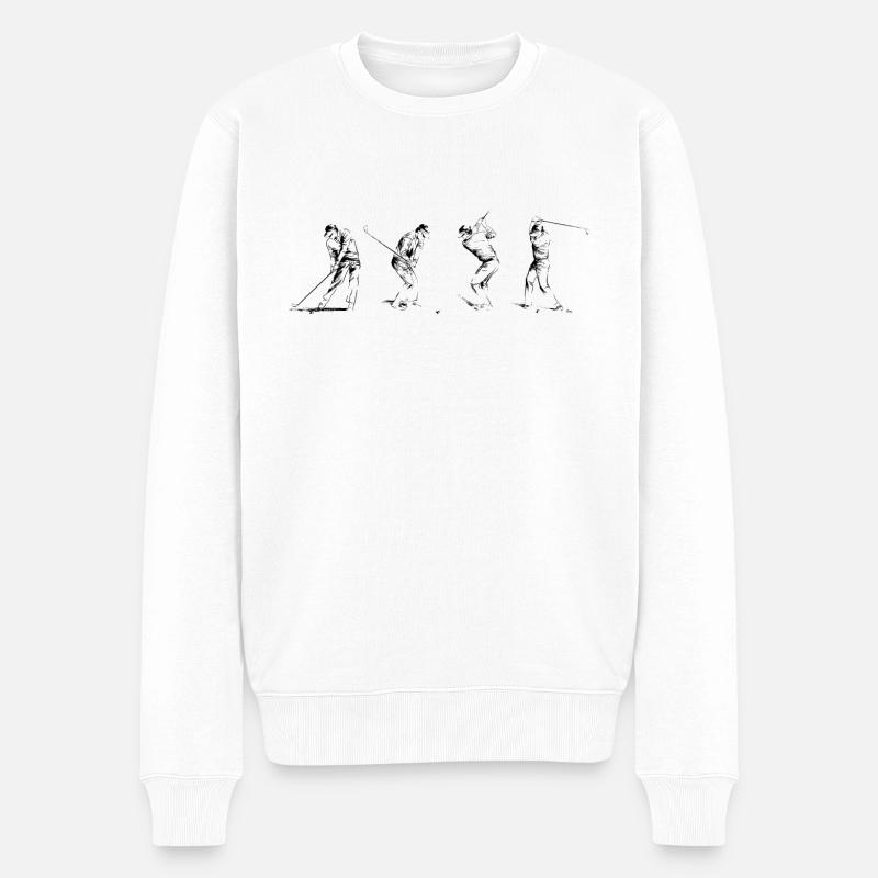 Illustration von 4 Golfern nebeneinander. - Männer Premium Bio Pullover - Weiß