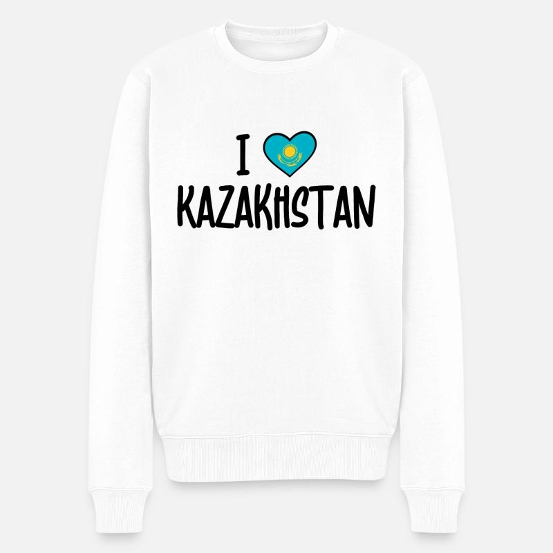 i love kazakhstan - Männer Premium Bio Pullover - Weiß