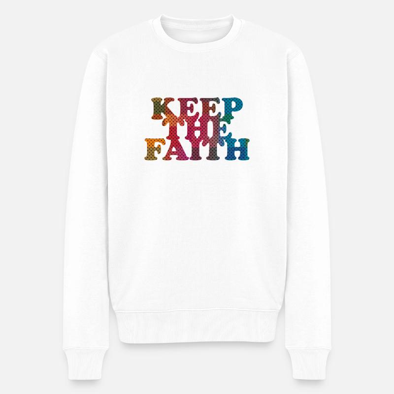 Keep the Faith - Männer Premium Bio Pullover - Weiß