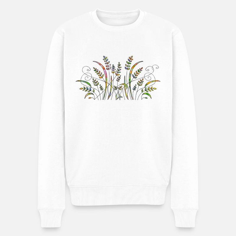 Wiese - Männer Premium Bio Pullover - Weiß