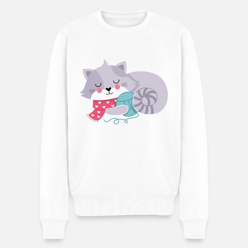 Chat à tubercule laineux - Pull Premium bio Homme - blanc
