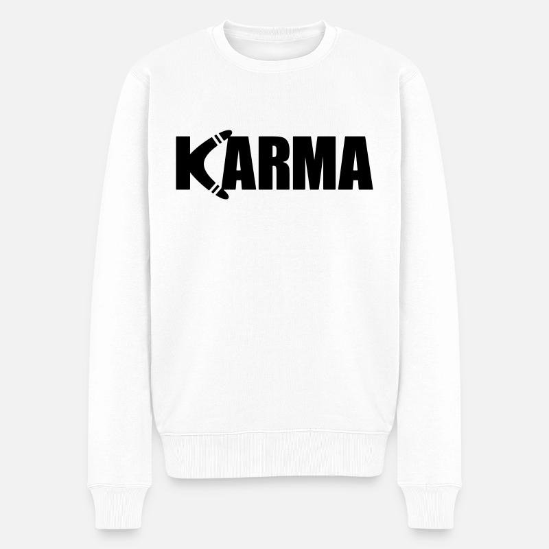 KARMA BOOMERANG - Männer Premium Bio Pullover - Weiß