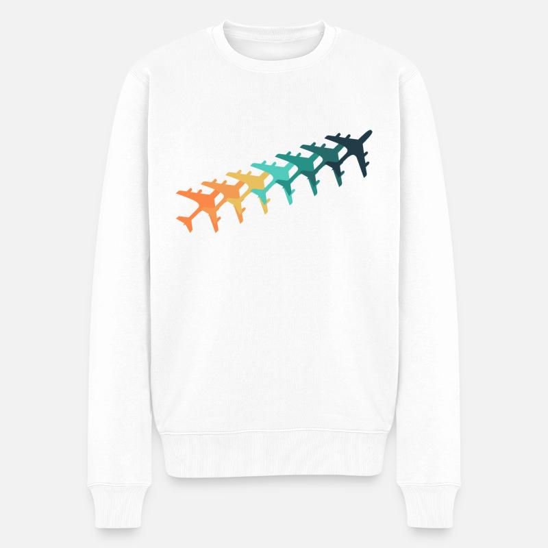 Retro-Flugzeuge - Männer Premium Bio Pullover - Weiß