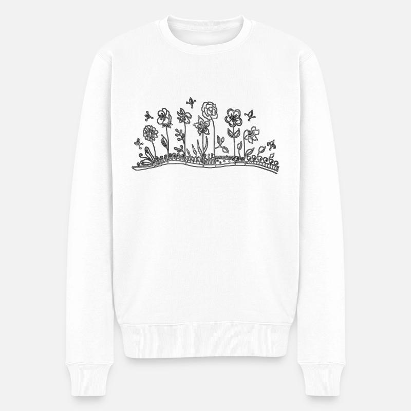 Blumen - Männer Premium Bio Pullover - Weiß