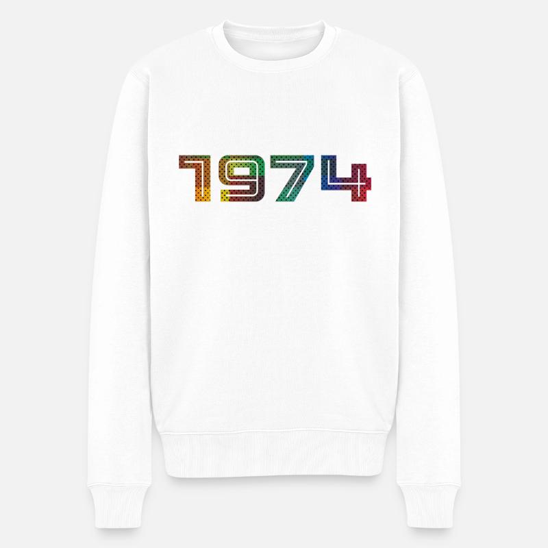 Vintage 1974 - Männer Premium Bio Pullover - Weiß