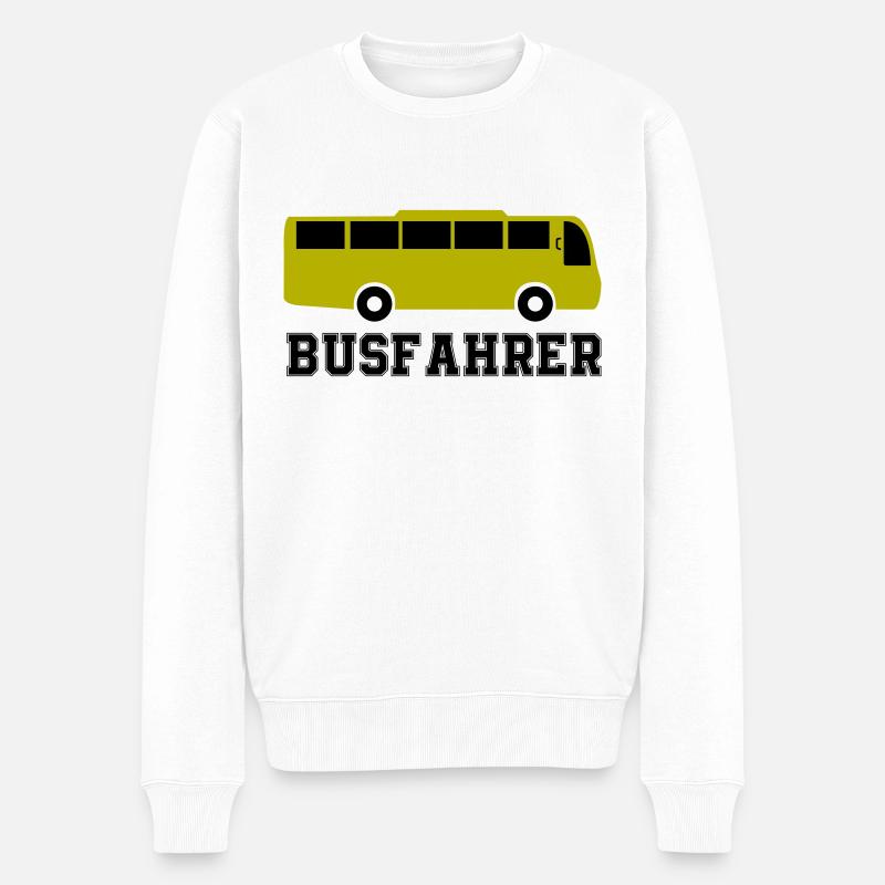 bus busfahrer - Männer Premium Bio Pullover - Weiß