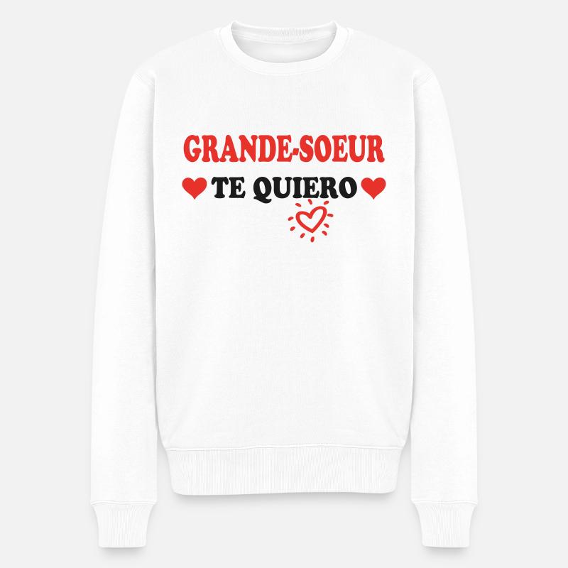 GROSSE SCHWESTER Te quiero - Männer Premium Bio Pullover - Weiß