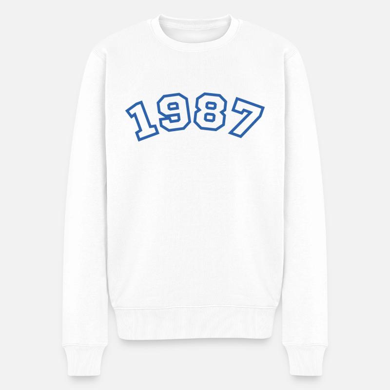 1987 Sport Blau - Männer Premium Bio Pullover - Weiß