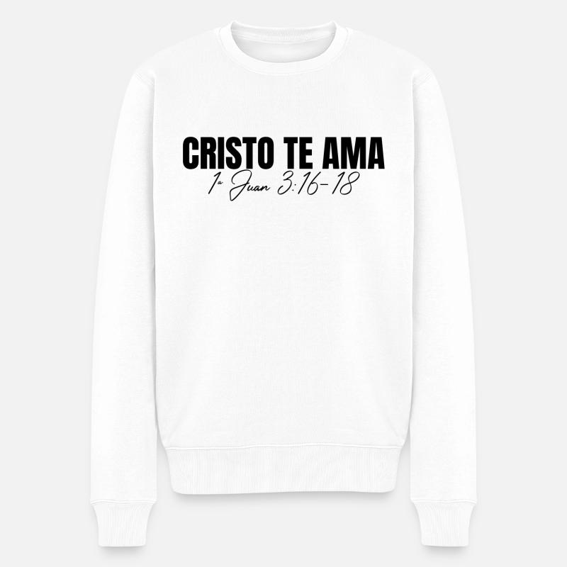 Christus liebt dich - Männer Premium Bio Pullover - Weiß