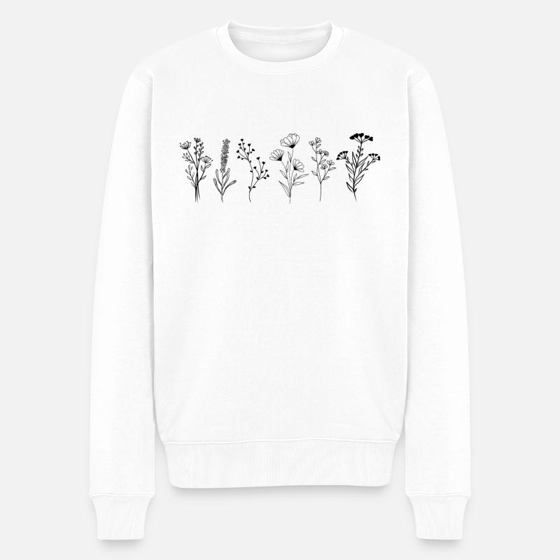 Bouquet fleurs sauvages - Pull Premium bio Homme - blanc