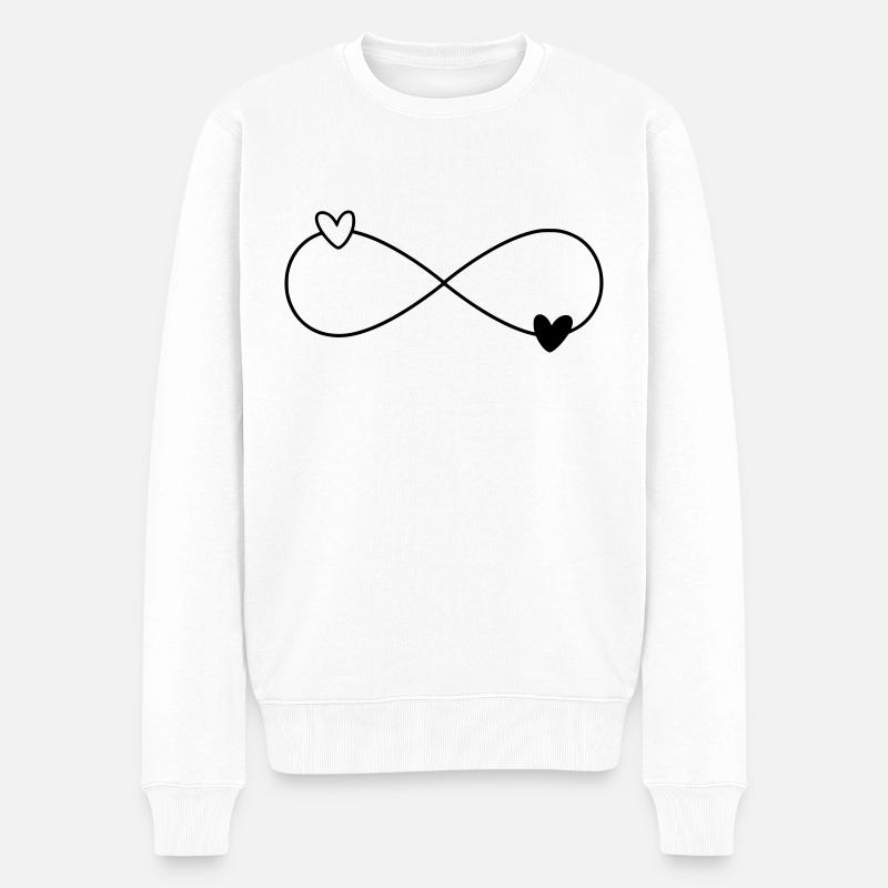 Infinity Coeurs Noir Blanc - Pull Premium bio Homme - blanc