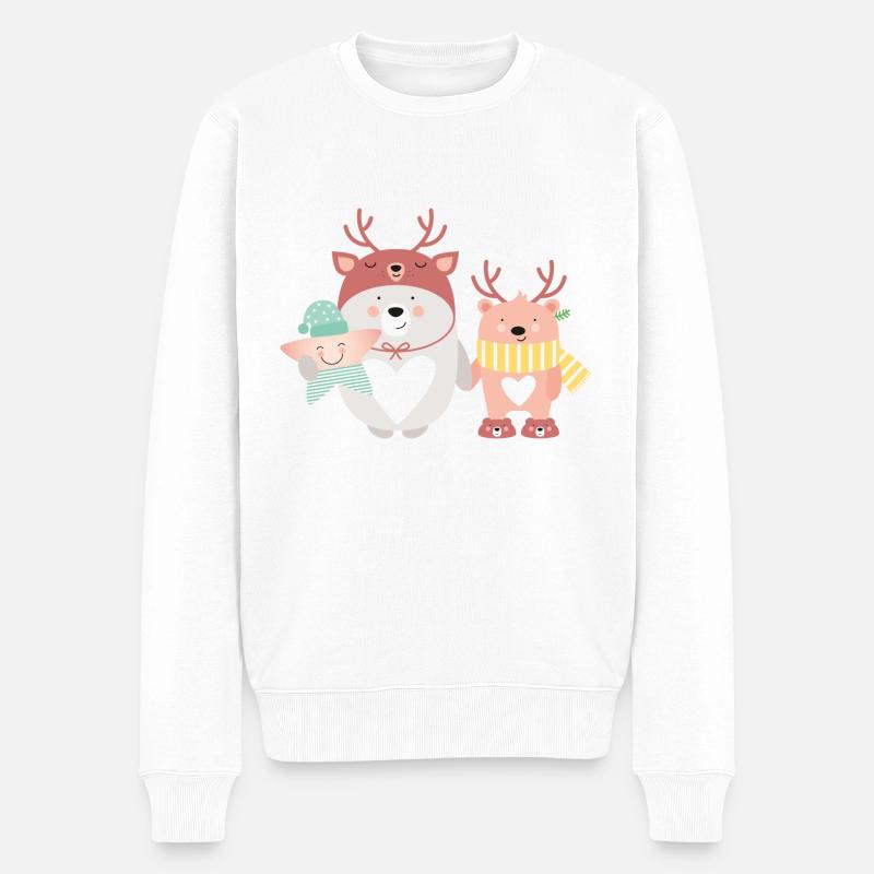Bär & Rentier - Männer Premium Bio Pullover - Weiß