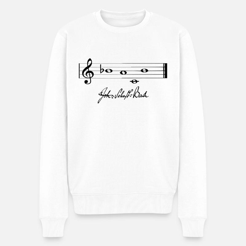Notes de musique: «BACH» - Pull Premium bio Homme - blanc
