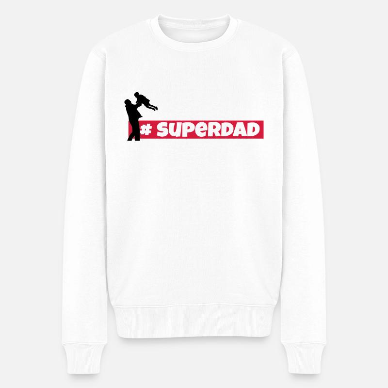 superdad, superpapa,mein held,dad,papa,vater - Männer Premium Bio Pullover - Weiß