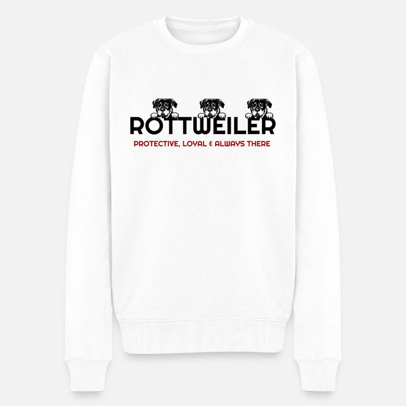 J'aime mon chien Rottweiler, Rottweiler, Rottweiler, - Pull Premium bio Homme - blanc