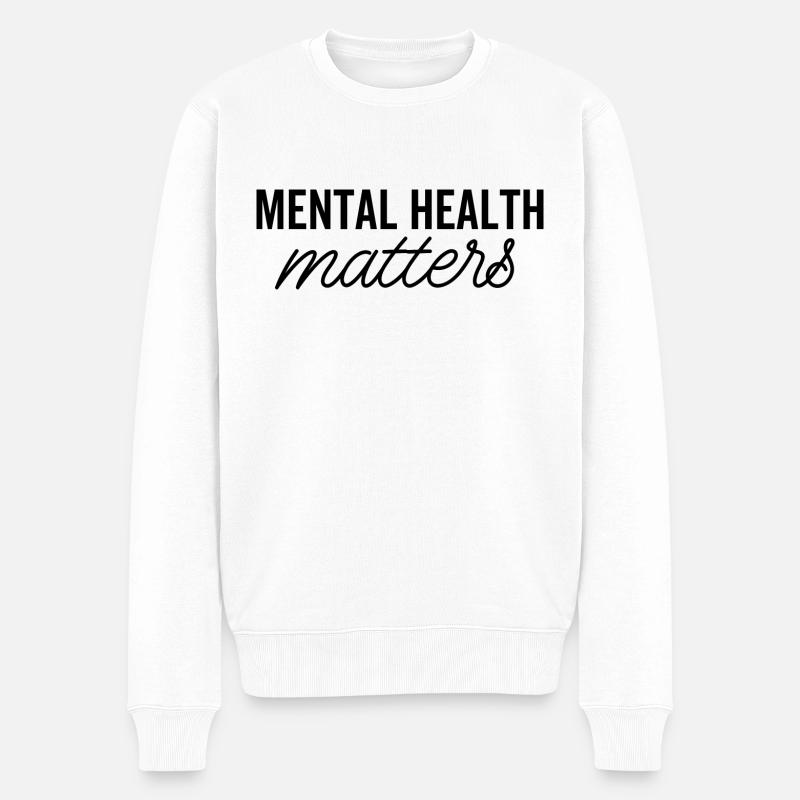Psychische Gesundheit zählt - Männer Premium Bio Pullover - Weiß