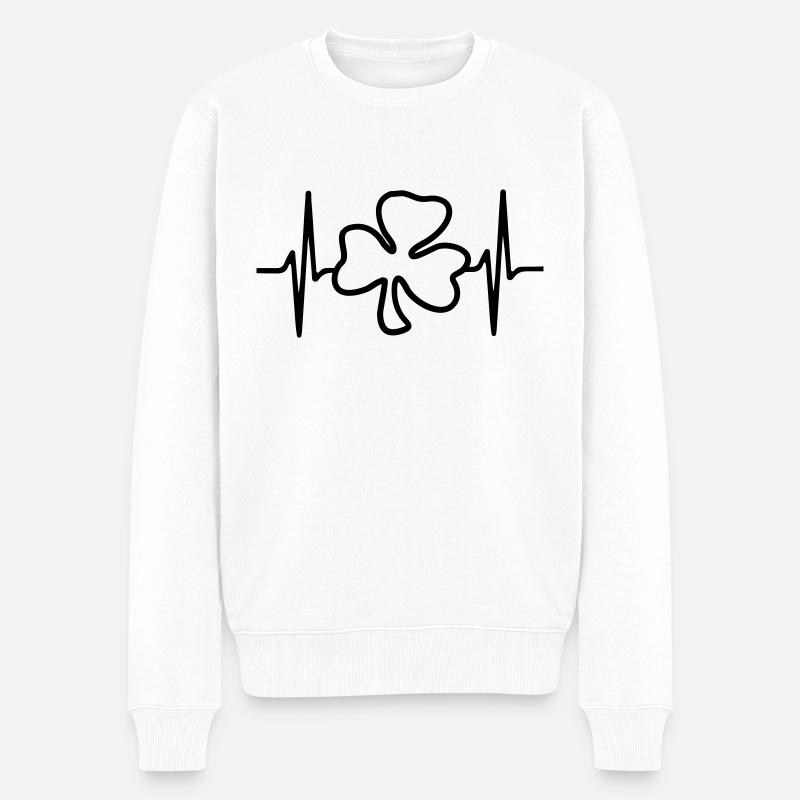 Herzschlag shamrock Kleeblatt St. Patrick´s day - Männer Premium Bio Pullover - Weiß