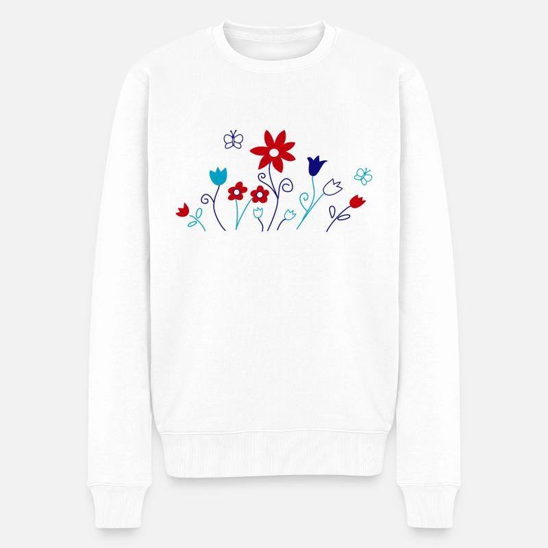 Jardin fleuri - Pull Premium bio Homme - blanc