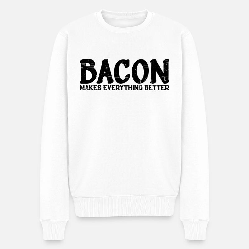 Bacon Makes Everything Better 15 - Männer Premium Bio Pullover - Weiß