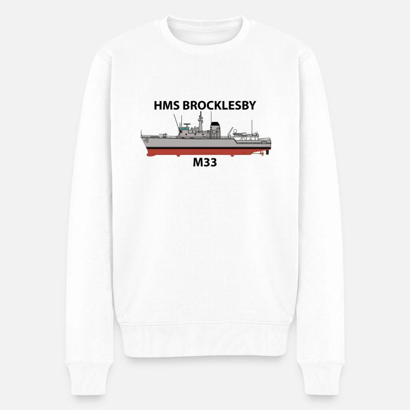 HMS BROCKLESBY - M33 - HUNT-KLASSE - Männer Premium Bio Pullover - Weiß