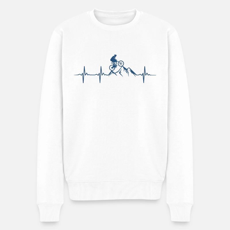 Mountainbike heartbeat - Männer Premium Bio Pullover - Weiß