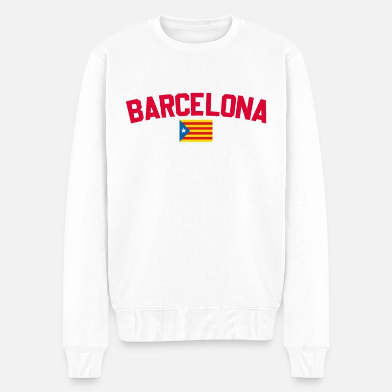Barcelona - Männer Premium Bio Pullover - Weiß