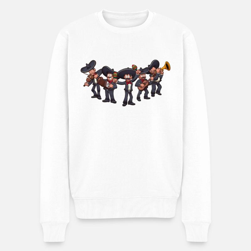 Cartoon Mariachi Band - Männer Premium Bio Pullover - Weiß