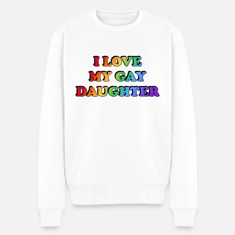 Ich liebe meine schwule Tochter - Männer Premium Bio Pullover - Weiß