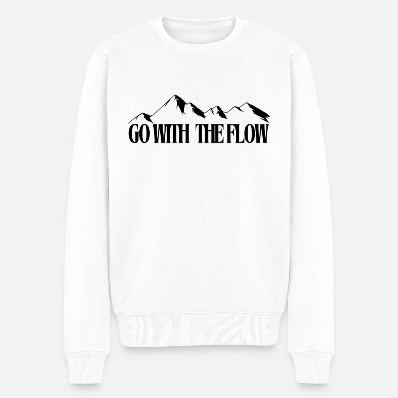 Go with the Flow - Berge - Wandern - Bergsport - Männer Premium Bio Pullover - Weiß