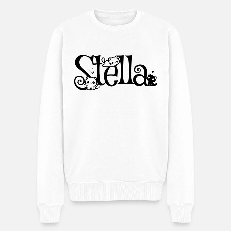 Stella Nom Prénom Chaton Nom - Pull Premium bio Homme - blanc