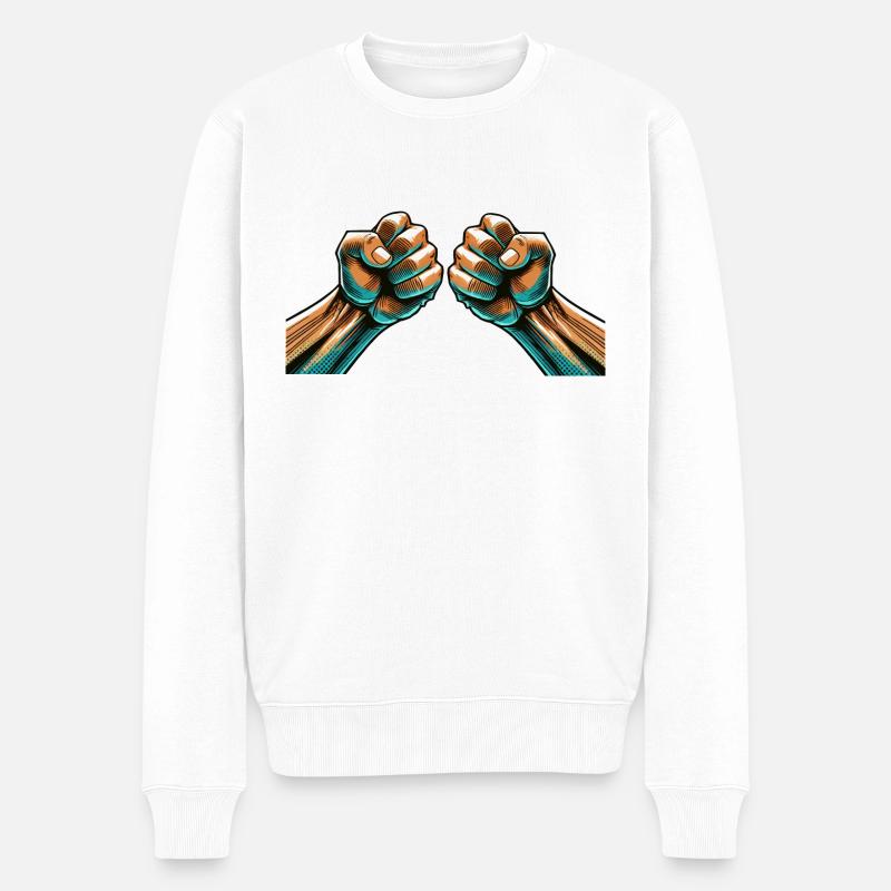 poing - Pull Premium bio Homme - blanc