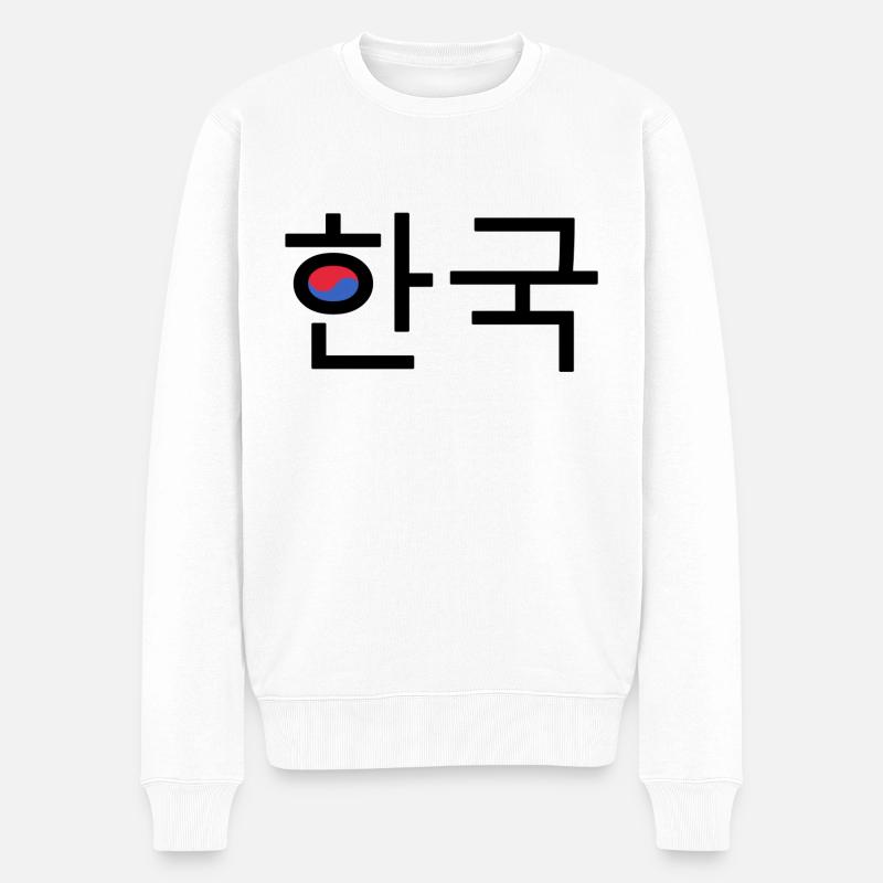 Korea - Korean black - Männer Premium Bio Pullover - Weiß