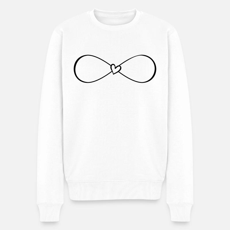 Unendlich Symbol Infinity mit Herz - Männer Premium Bio Pullover - Weiß