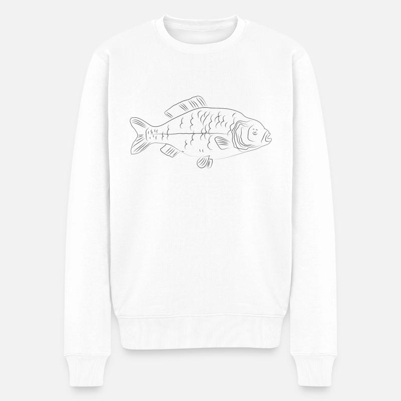 Karpfen Fisch - Fischkopp - Männer Premium Bio Pullover - Weiß