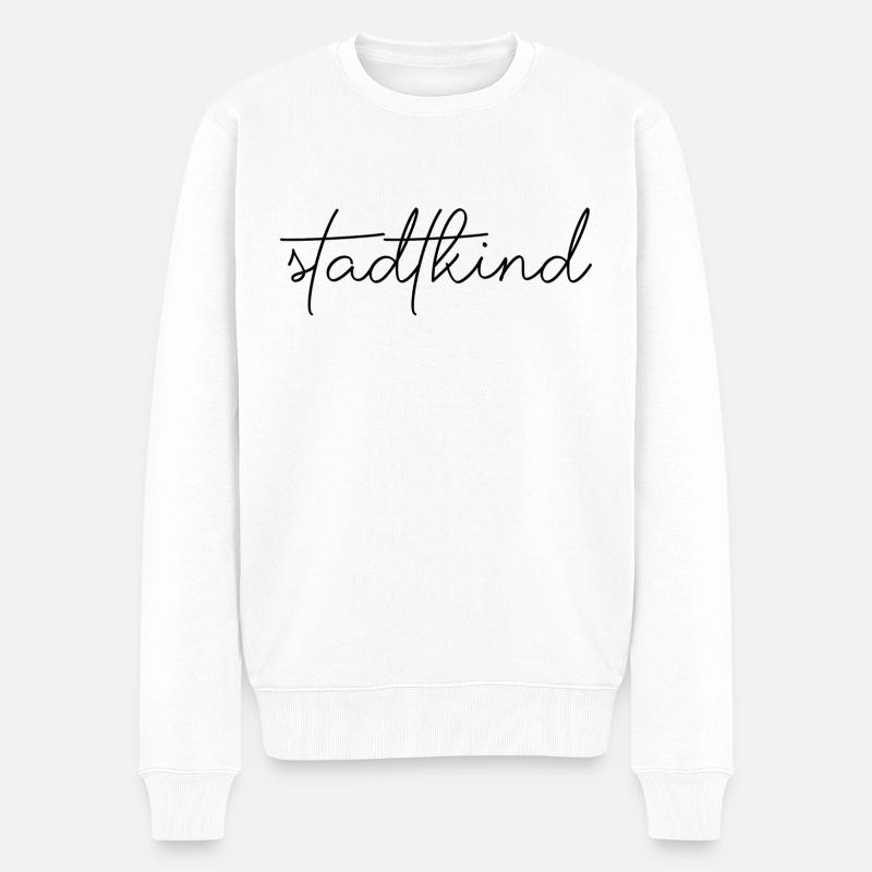 Stadtkind Spruch Schrift - Männer Premium Bio Pullover - Weiß